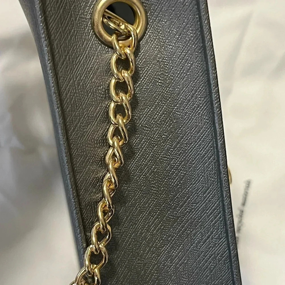 Grey crossbody with gold studs gives a sassy stylish look for a night out - Picture 9 of 11